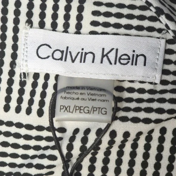 Calvin Klein Top Womens PXL Black White Geometric Sleeveless Keyhole Blouse NWT - Picture 10 of 10